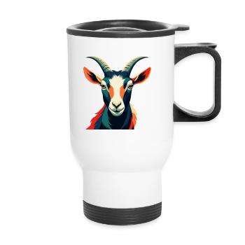 Goat Cartoon Character Colorful Pet Animal - Thermal mug with handle - white - Front