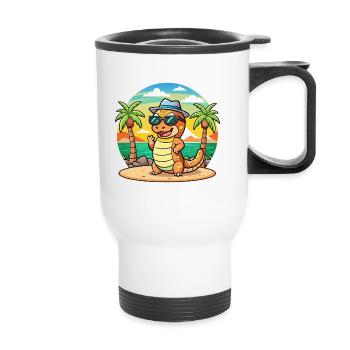 Anaconda Lustige Cartoon Sommer Strand Sonnenbrille - Thermobecher mit Tragegriff - Weiß - Vorne