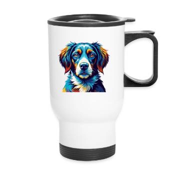 Auvergne Pointing Dog Breed Cartoon Kawaii - Thermal mug with handle - white - Front