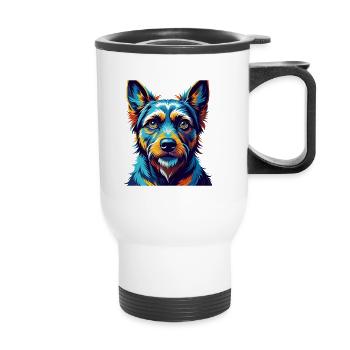 Deutscher Jagdterrier Hunderasse Karikatur Kawaii - Thermobecher mit Tragegriff - Weiß - Vorne