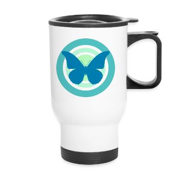 Butterfly Green Tones - Thermal mug with handle - white - Front