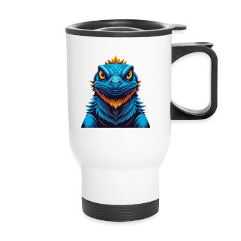 basilic coloré kawaii personnage de dessin animé clipart - Tasse isotherme avec poignée - blanc - Devant