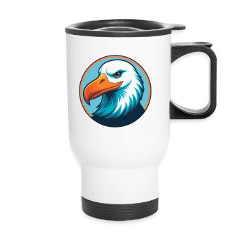 Albatross Cute Kawaii Cartoon Animal Pet Logo - Thermal mug with handle - white - Front