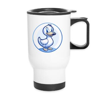 Canard Bleu Kawaii Dessin Animé Personnage Clipart Animal de compagnie - Tasse isotherme avec poignée - blanc - Devant