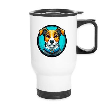 Jack Russell Terrier Hund Bunte Kawaii Karikatur - Thermobecher mit Tragegriff - Weiß - Vorne