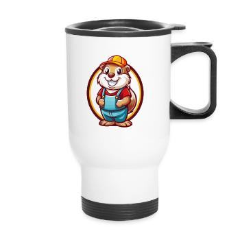 Gopher Funny Kawaii Cartoon Clipart Animal Pet - Thermal mug with handle - white - Front