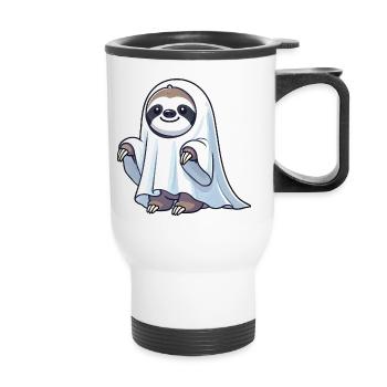 Cute Halloween Sloth Ghost Cartoon Ghost - Thermal mug with handle - white - Front