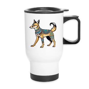 Chacal Égyptien Néo Traditionnel - Tasse isotherme avec poignée - blanc - Devant