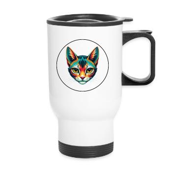 Pixie Bob Cat Breed Cartoon Kawaii Animal Pet - Thermal mug with handle - white - Front