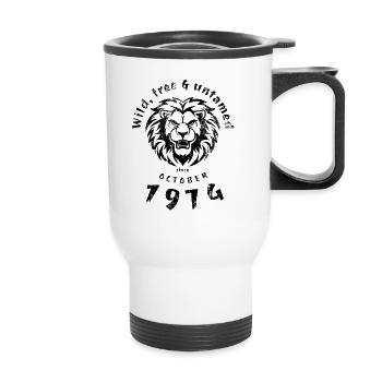 Sauvage, libre et indompté depuis 10/1974 - Tasse isotherme avec poignée - blanc - Devant