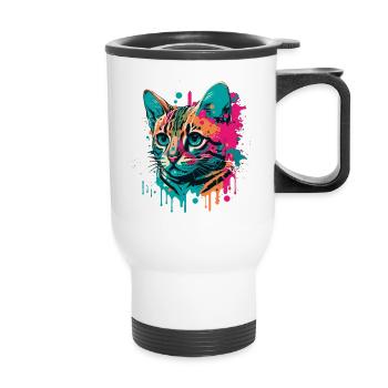 Chat cool - Tasse isotherme avec poignée - blanc - Devant