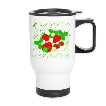 Fraises de différentes tailles - Tasse isotherme avec poignée - blanc - Devant