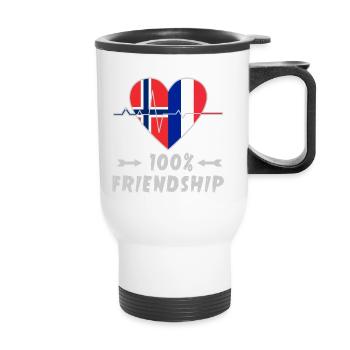 La Norvège et la France, une amitié à 100 % - Tasse isotherme avec poignée - blanc - Devant