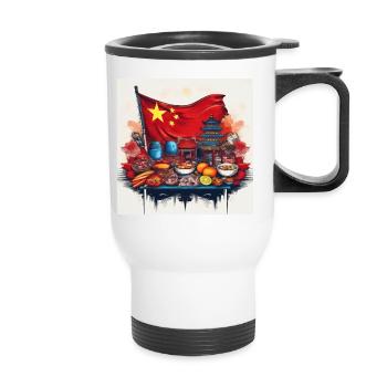 Chinese Cultural Feast with Flag Design - Thermal mug with handle - white - Front