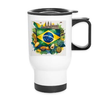 Brazilian Flag and Traditional Foods - Thermal mug with handle - white - Front