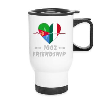 Eritrea und Italien 100% Freundschaft - Thermobecher mit Tragegriff - Weiß - Vorne
