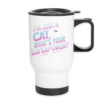 Conception de citation de dessin animé de chat stimulant - Tasse isotherme avec poignée - blanc - Devant