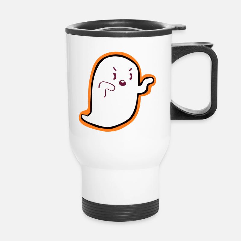 Kawaii Ghost – Cute Halloween Design - Thermal mug with handle - white