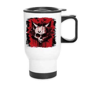 Crâne de chat zombie - Tasse isotherme avec poignée - blanc - Devant