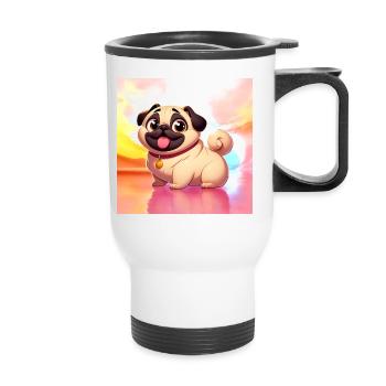 Mops - Thermobecher mit Tragegriff - Weiß - Vorne