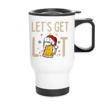 Let's Get Lit Drinking Santa Hat Christmas Lights - Tasse isotherme avec poignée - blanc - Devant