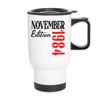 42. GEBURTSTAG NOVEMBER 1984 - Thermobecher mit Tragegriff - Weiß - Vorne