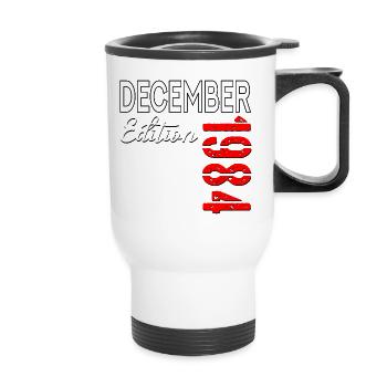 42. GEBURTSTAG DEZEMBER 1984 - Thermobecher mit Tragegriff - Weiß - Vorne