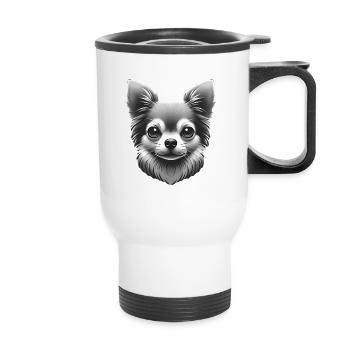 Chihuahua Grayscale Art TShirt Design - Thermal mug with handle - white - Front
