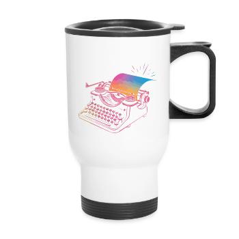 Imagine, Write, Repeat - Thermal mug with handle - white - Front