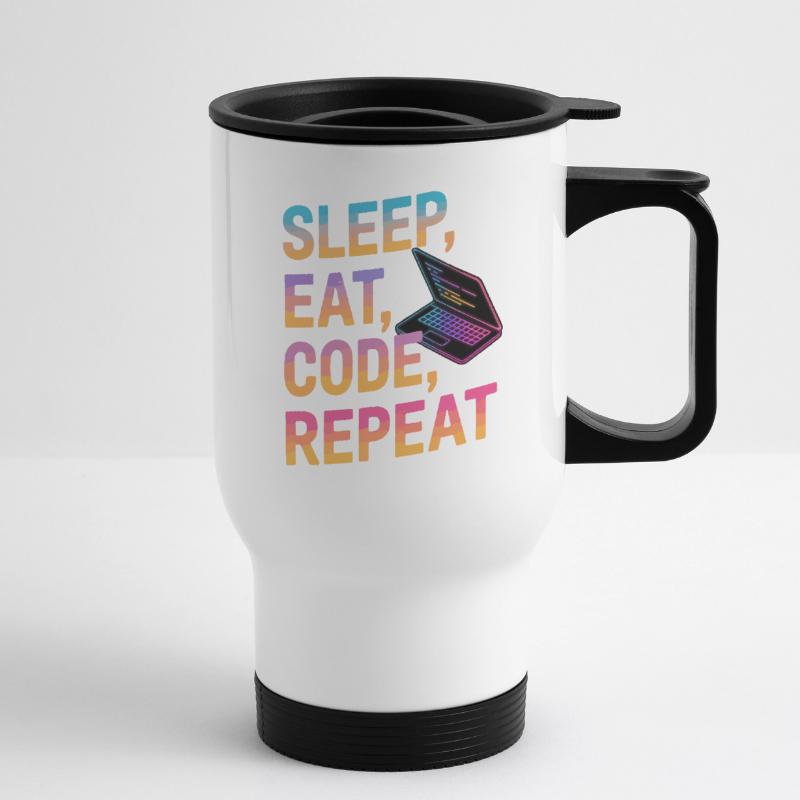 Dormir, manger, coder, répéter Tasse isotherme avec poignée