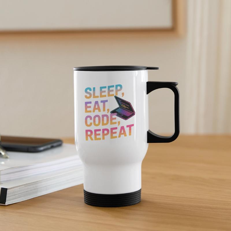 Dormir, manger, coder, répéter Tasse isotherme avec poignée