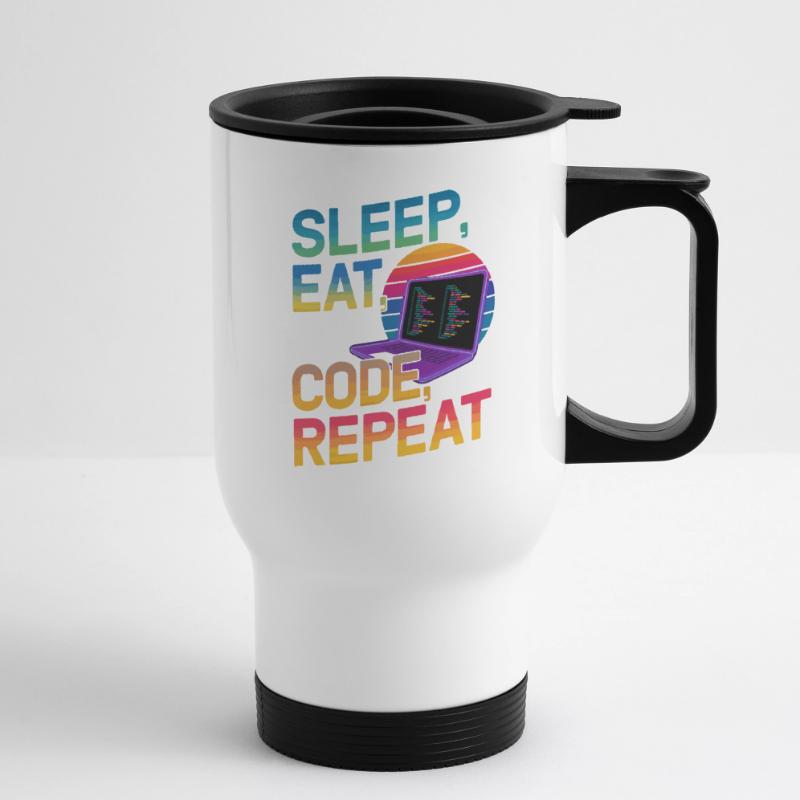 Sleep Eat Code Repeat Gift For Coder Thermal mug with handle