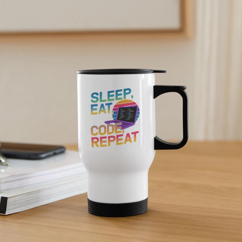 Sleep Eat Code Repeat Gift For Coder Thermal mug with handle