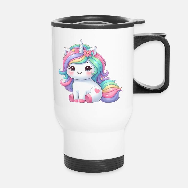 Unicorn Silver - Thermal mug with handle - white