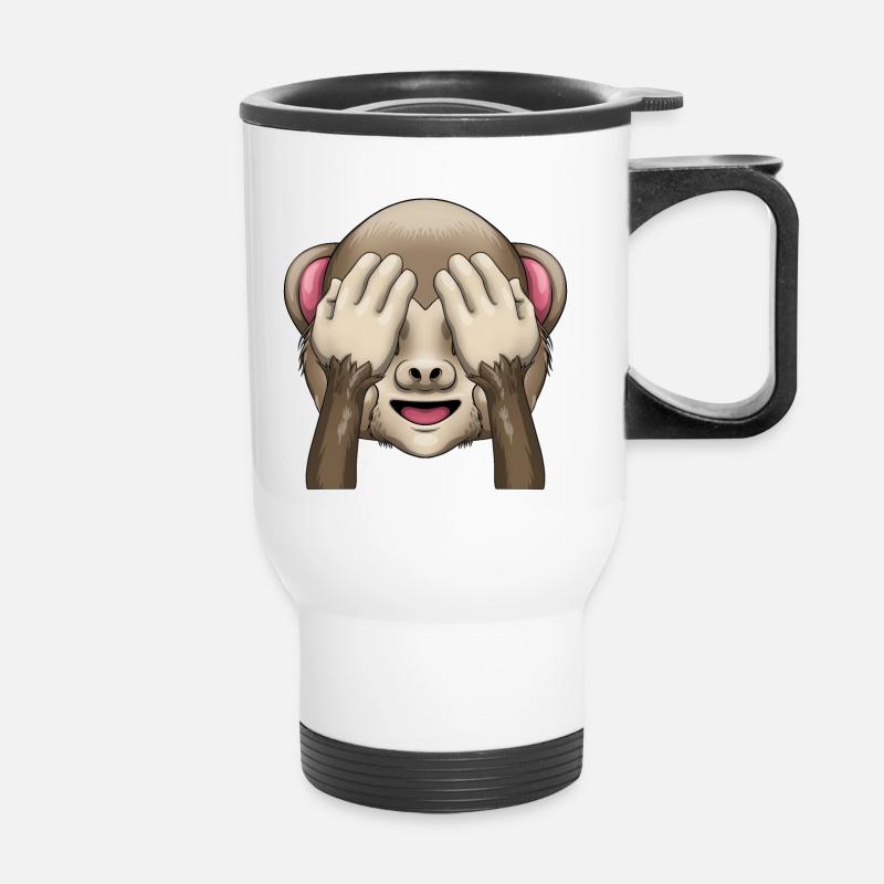 Mizaru - covering his eyes (see no evil) - Thermal mug with handle - white