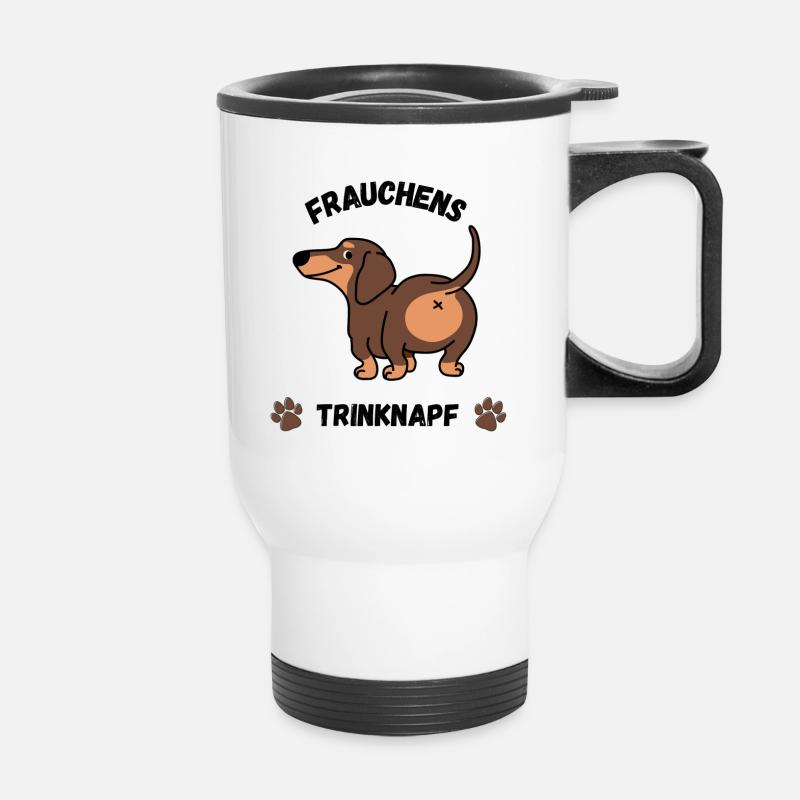 Frauchens Trinknapf - Thermobecher mit Tragegriff - Weiß