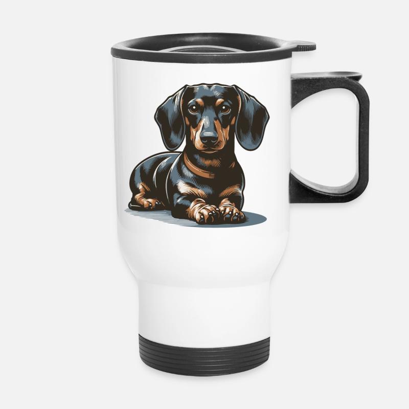 Dachshund - Thermal mug with handle - white