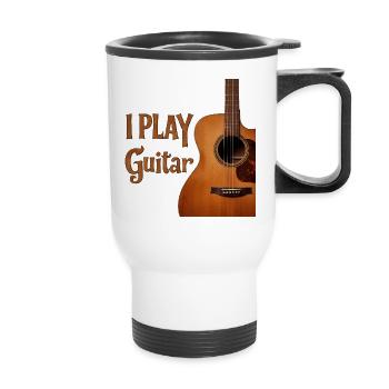 Je joue de la guitare - Tasse isotherme avec poignée - blanc - Devant
