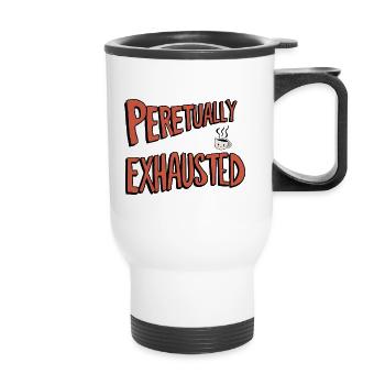 Perpetually Exhausted - Thermal mug with handle - white - Front