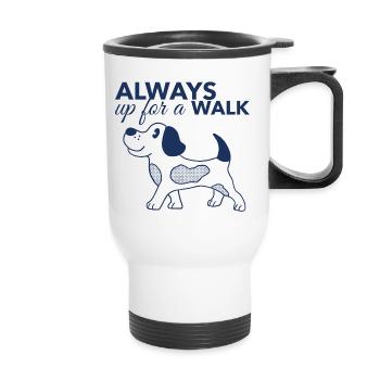 Toujours prêt à se promener – Chemise pour amoureux des chiens - Tasse isotherme avec poignée - blanc - Devant