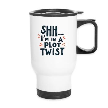 Chut... Je suis dans un rebondissement - Tasse isotherme avec poignée - blanc - Devant