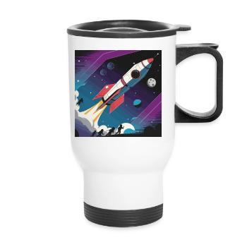 Lancement de fusée rétro – Design spatial futuriste - Tasse isotherme avec poignée - blanc - Devant
