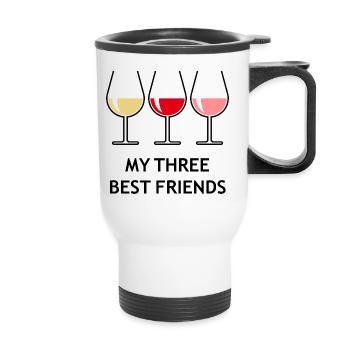 My Three Best Friends (Wein Bauchig Offen) - Thermobecher mit Tragegriff - Weiß - Vorne