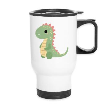 Motif enfant Dino coloré - Tasse isotherme avec poignée - blanc - Devant