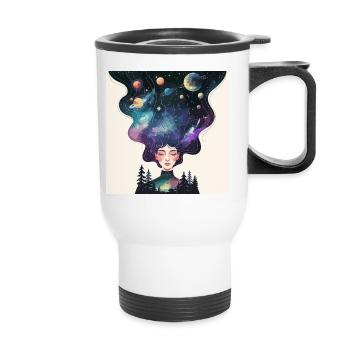 Rêves cosmiques – L’univers dans la tête - Tasse isotherme avec poignée - blanc - Devant