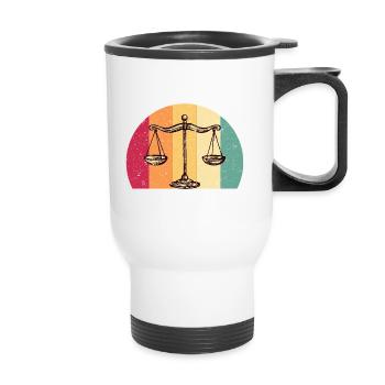 Anwalt Jurist Jura Waage Der Gerechtigkeit Vintage - Thermobecher mit Tragegriff - Weiß - Vorne