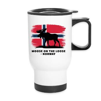élan en liberté en Norvège - Tasse isotherme avec poignée - blanc - Devant