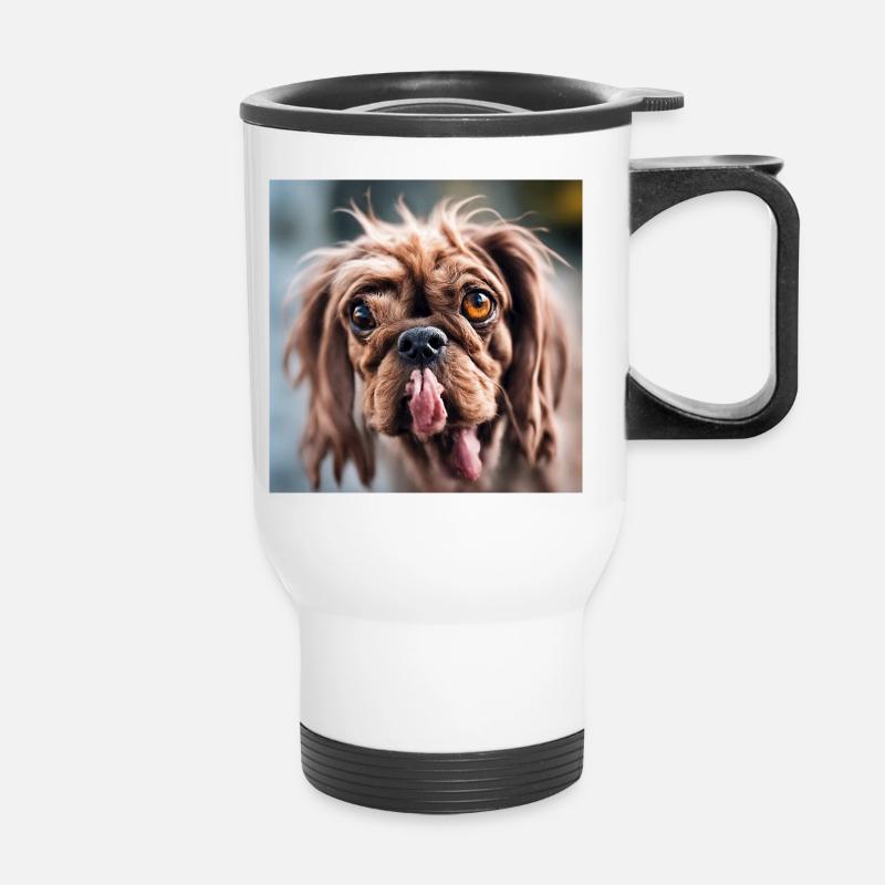 Hässlicher Hund - Thermobecher mit Tragegriff - Weiß