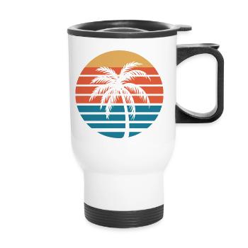 Ambiance vintage de la plage - Tasse isotherme avec poignée - blanc - Devant