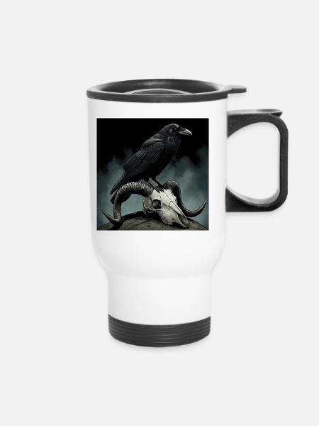 Mystic Raven - Thermobecher mit Tragegriff - Weiß